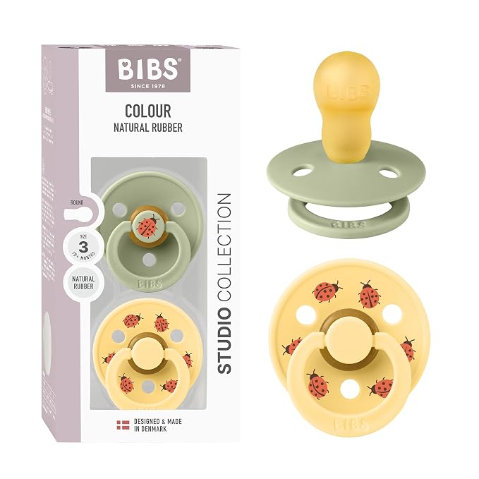BIBS Studio Soother 2-Pack, BPA Free Dummy Pacifier, Round Nipple. Natural by BIBS