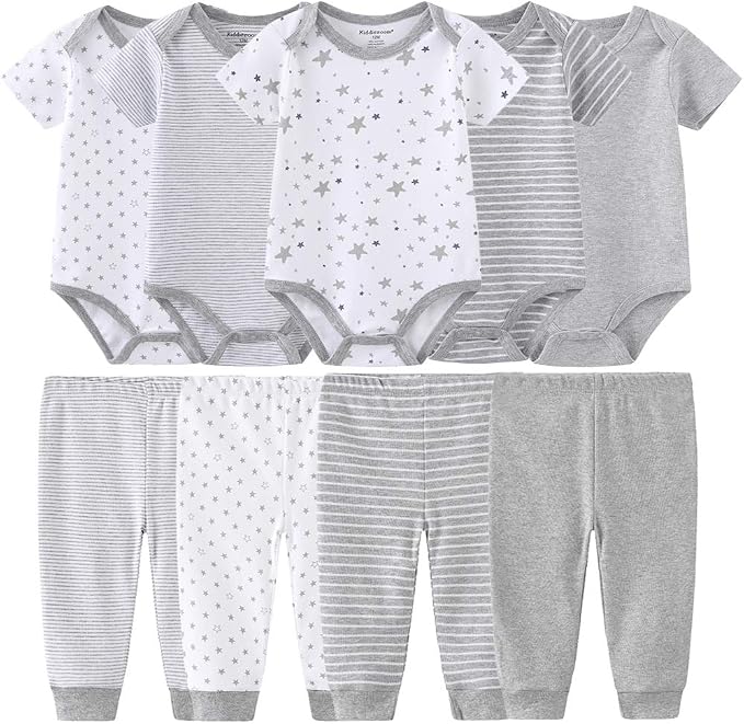 Baby Layette Set Baby Boys' 9-Piece Bodysuits Pants Set Toddler Girl Boy Unisex by Kiddiezoom