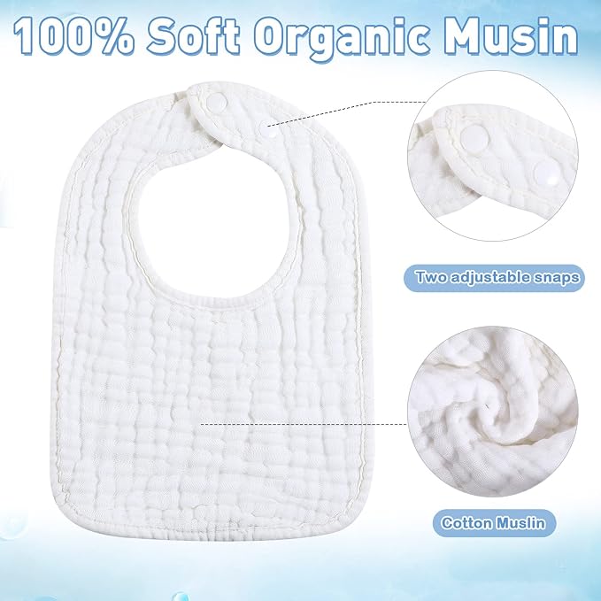 Tatuo 50 Pcs Muslin Baby Bibs Bulk Muslin Cotton Teething - Image 3