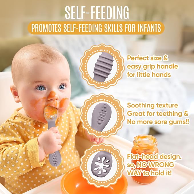 4pc Silicone Baby Spoons Self Feeding Baby Utensils 6-12 Months - Image 5