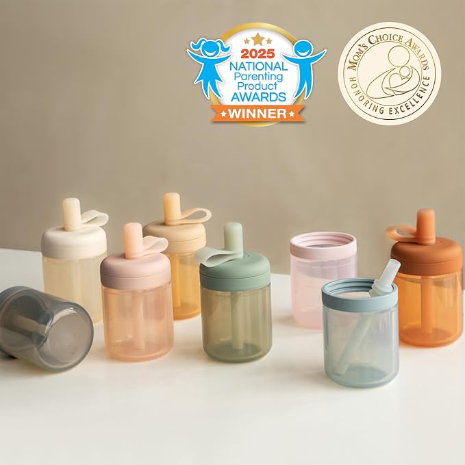 Moonkie Baby Training Cup Silicone Straw Cup | BPA-Free Drop-Proof Sippy Cups - Image 7