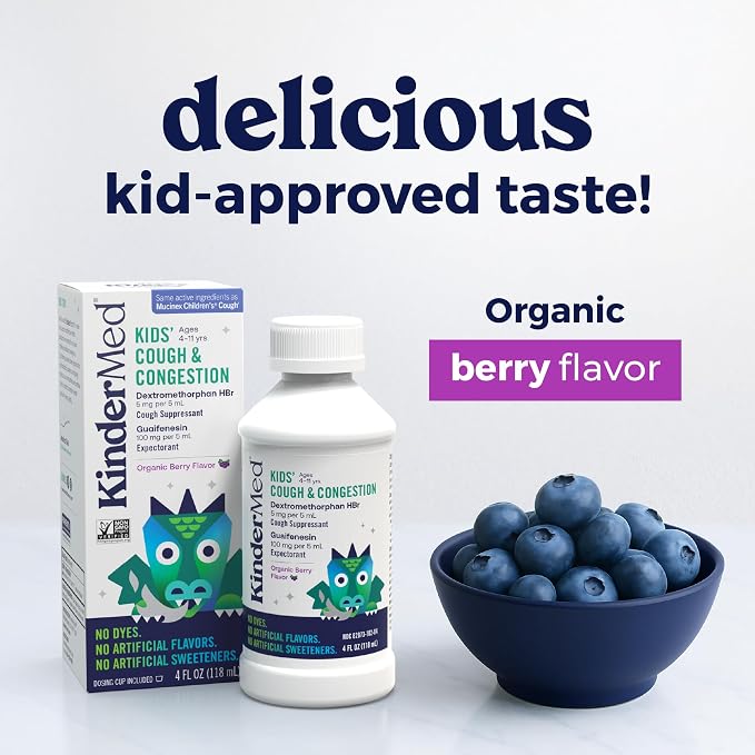 KinderMed Kids' Daytime Cough & Congestion Medicine, Ages 4-11 Years, No Dyes - Image 5