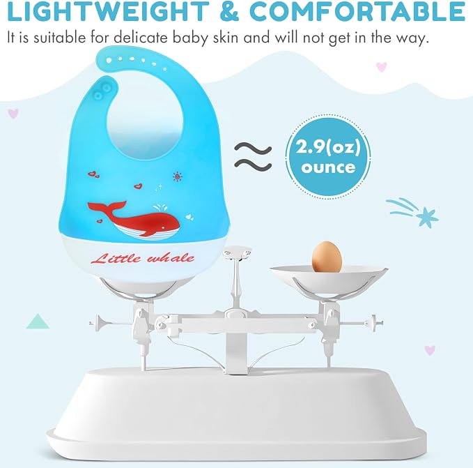 Silicone Baby Bibs Unisex, Self-Feeding, Catch-all Large Pocket, 6-48 months - Image 2