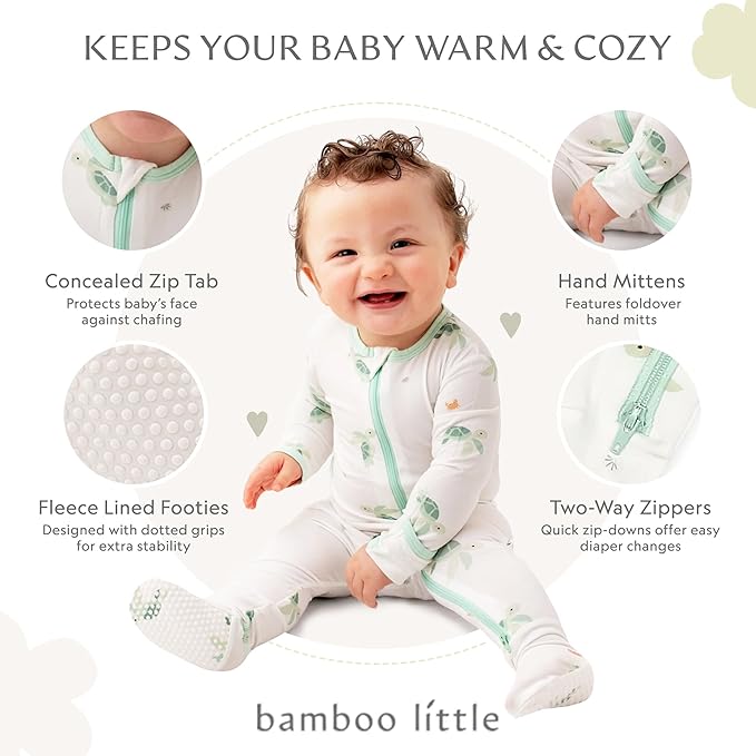 Bamboo Little Soft Baby Footie Pajamas, Baby Clothes, Newborn Sleepers - Image 2
