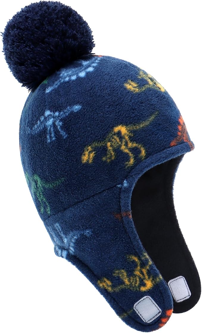 Baby Beanie Hat Pom Full Hood Hat Toddler Winter Hat Fleece Earflap Cap - Image 2