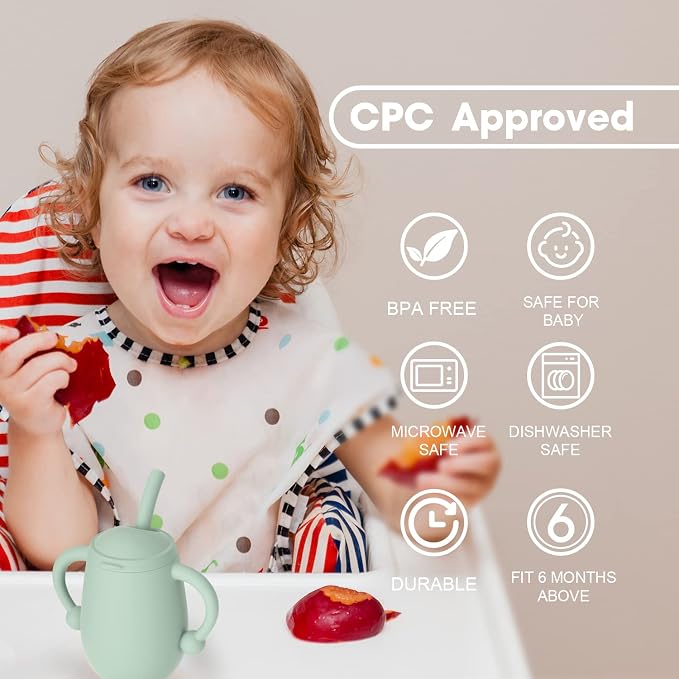 Cuddle Campus Pack of 2 Silicone Baby Training Cup, Shatterproof Toddler Sippy - Image 2