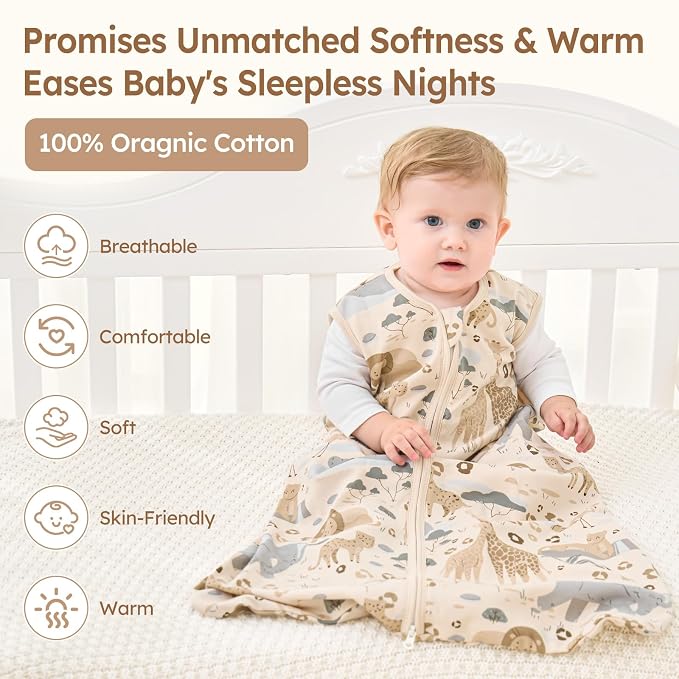 Baby Sleep Sack 0-6 Months 100% Cotton Lightweight 0.5 TOG Wearable Blanket - Image 2