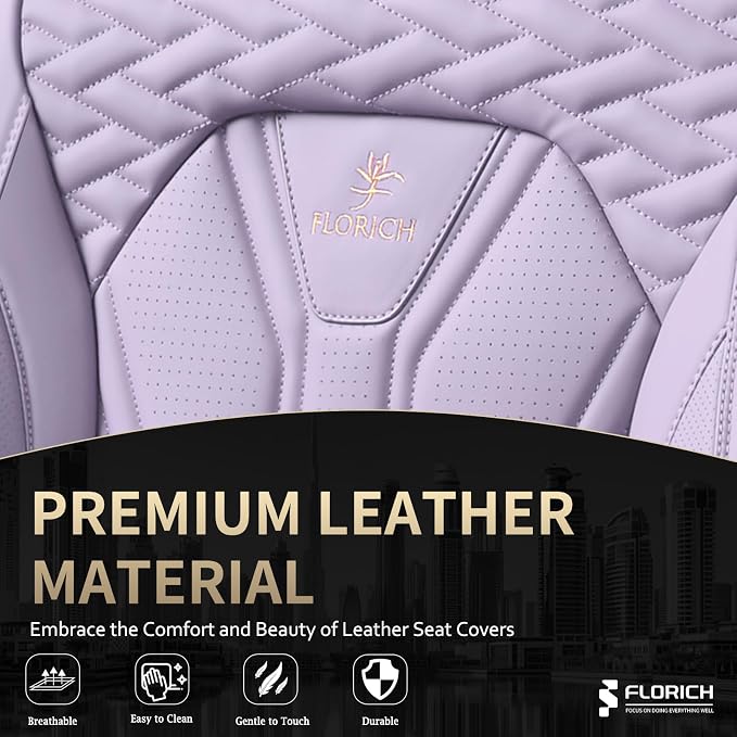 FLORICH Leather Car Seat Covers Full Set, Universal Full Coverage Car Seat - Image 7