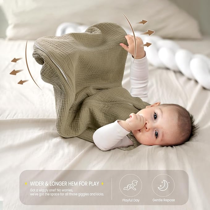 lulumoon Sleep Sack Muslin for Baby: Cotton Wearable Blanket for 9-15 Months - Image 3