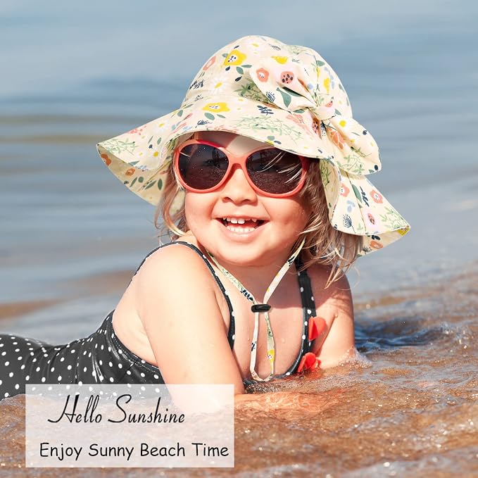 Baby Girl Sun Hat with UPF 50+ Outdoor Adjustable Beach Hat with Wide Brim - Image 3