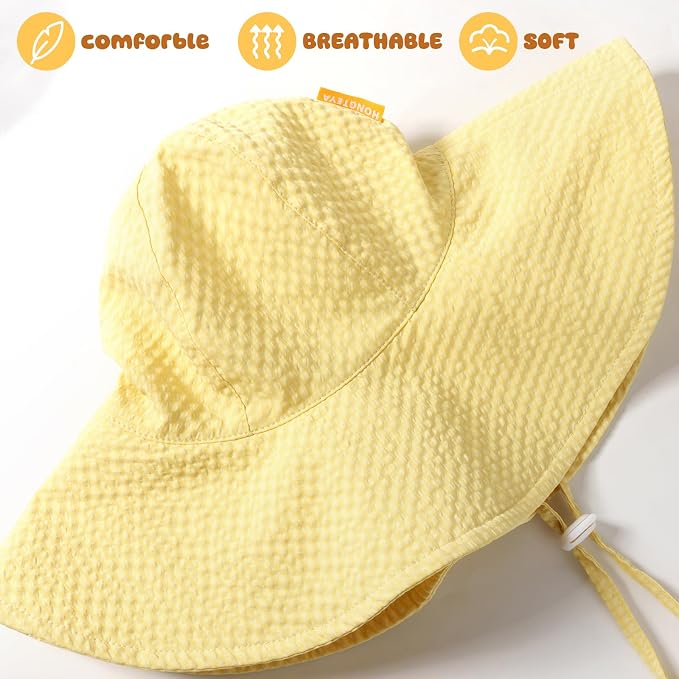 HONGTEYA Baby Sun Hat Toddler Girl Beach Hat Adjustable Outdoor Summer Hat UPF - Image 5