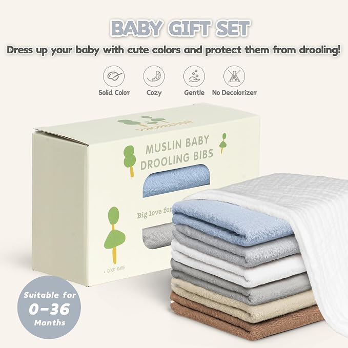Susurration Muslin Baby Drool Bibs 6Pack Soft Triangular Adjustable Baby - Image 7