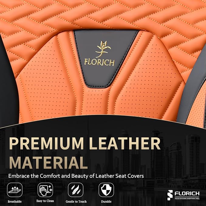 FLORICH Seat Covers for Cars, Waterproof Automotive Seat Covers, Leather Car - Image 4