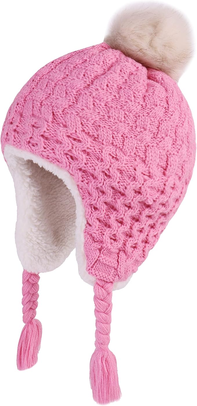LANGZHEN Toddler Kids Infant Winter Hat, Earflap Knit Warm Cap Fleece Lined by LANGZHEN
