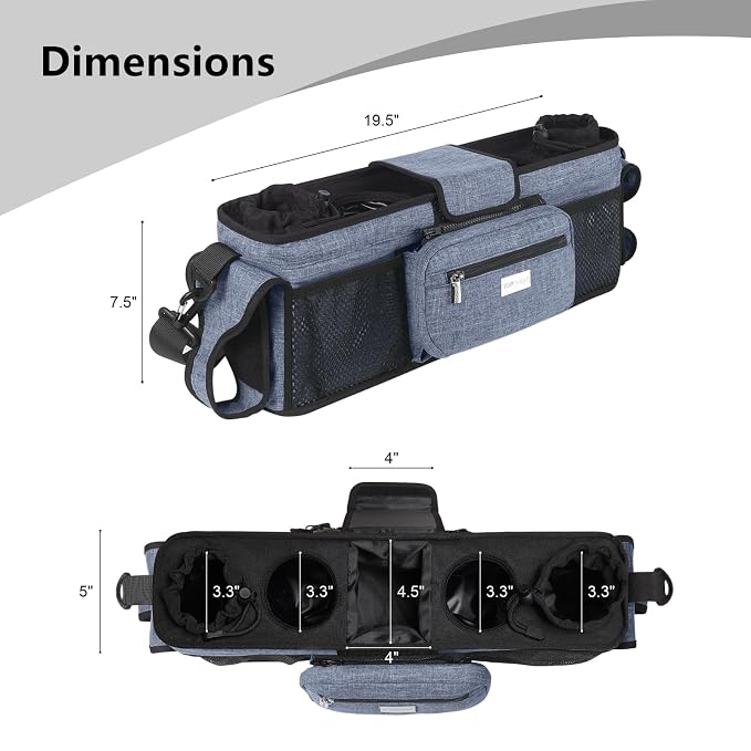 TOPDesign Universal Baby Stroller Organizer, Double Stroller Caddy - Image 3