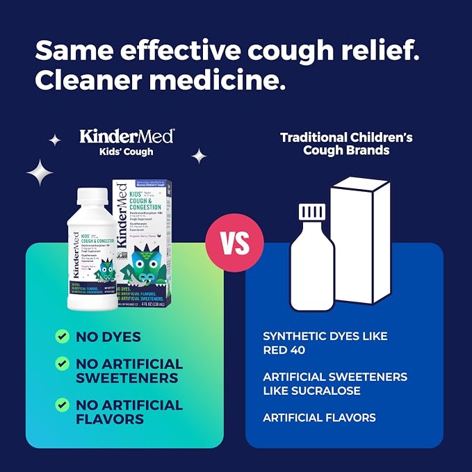 KinderMed Kids' Daytime Cough & Congestion Medicine, Ages 4-11 Years, No Dyes - Image 4