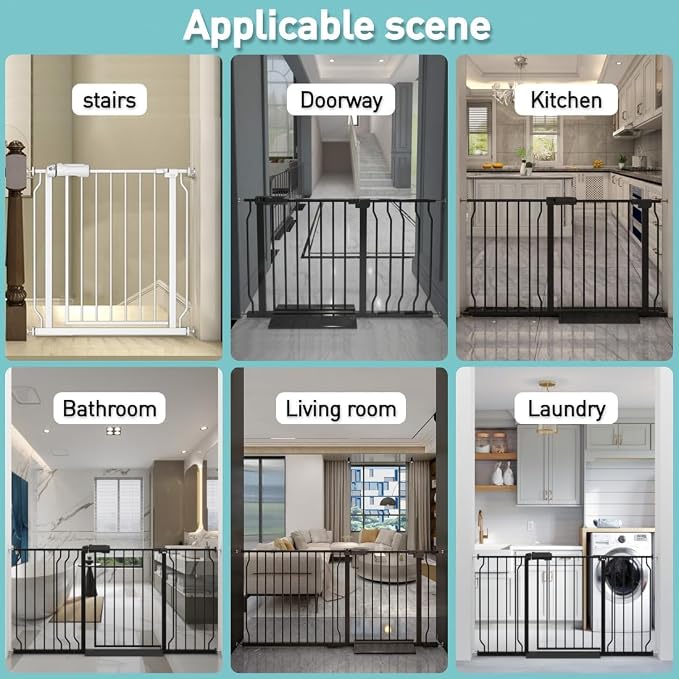 WAOWAO Baby Gate 33.86-38.55" Extra Wide Pressure Mounted Walk Through Swing - Image 5