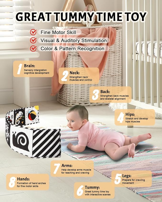 Tummy Time Toys, High Contrast Baby Book - Image 2