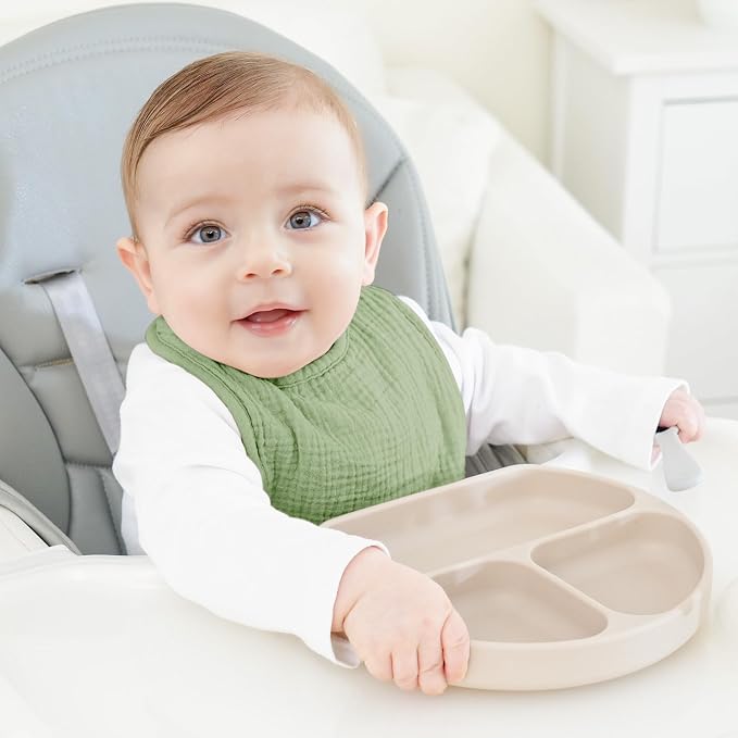Bearmoss Muslin Baby Drooling Bibs 8 Pack, 100% Cotton Square Adjustable - Image 3