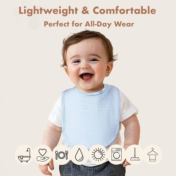 8-Pack Cotton Baby Drool Bibs - Image 5