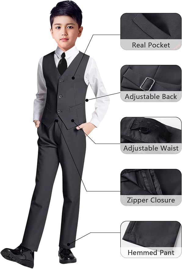 YuanLu Boys Suit for Kids Tuxedo Wedding Ring Bearer Outfit, 5 Piece Boy Slim - Image 4