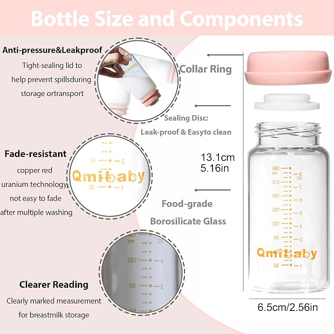 Breast Milk Storage Bottles 240ml 8oz BPA-Free Leak-Proof Natural Baby Bottle - Image 2