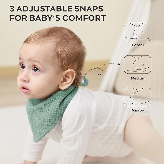 JELLYMONI 10 Pack Muslin Drool Bibs - Image 3