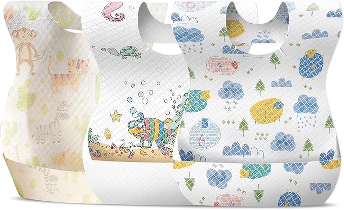 30/60pcs Baby Disposable Bibs-Individually Packaged, Leak Proof and Convenient by AIQIAOXIN