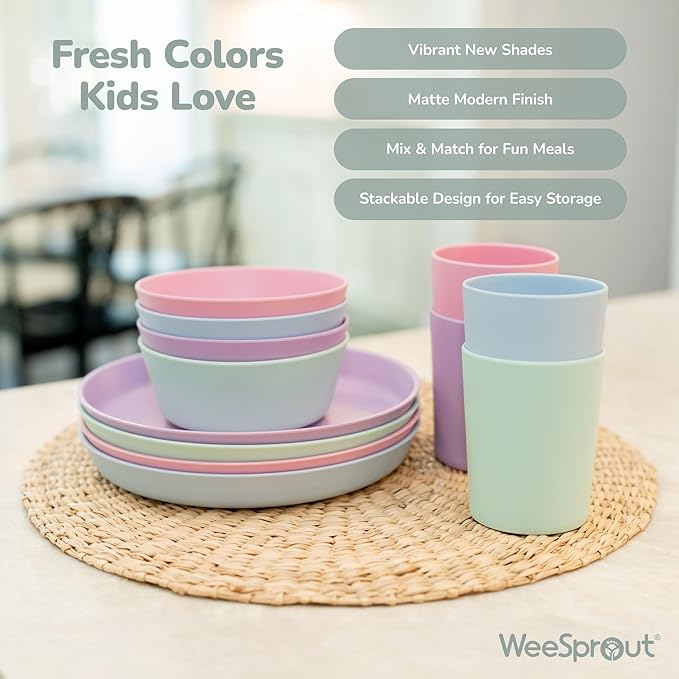 WeeSprout Bamboo Plates with Silicone Lids, Kid-Sized Dinnerware, Leftovers & - Image 5