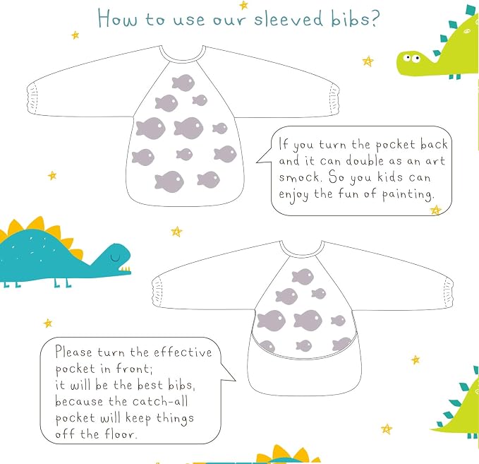 Infant Toddler Baby Waterproof Sleeved Bib, Bib - Image 7