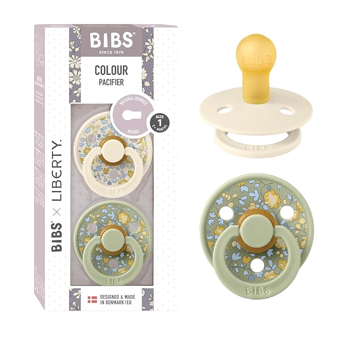 BIBS Colour Liberty Soother 2-Pack, BPA Free Dummy Pacifier, Round Nipple. by BIBS