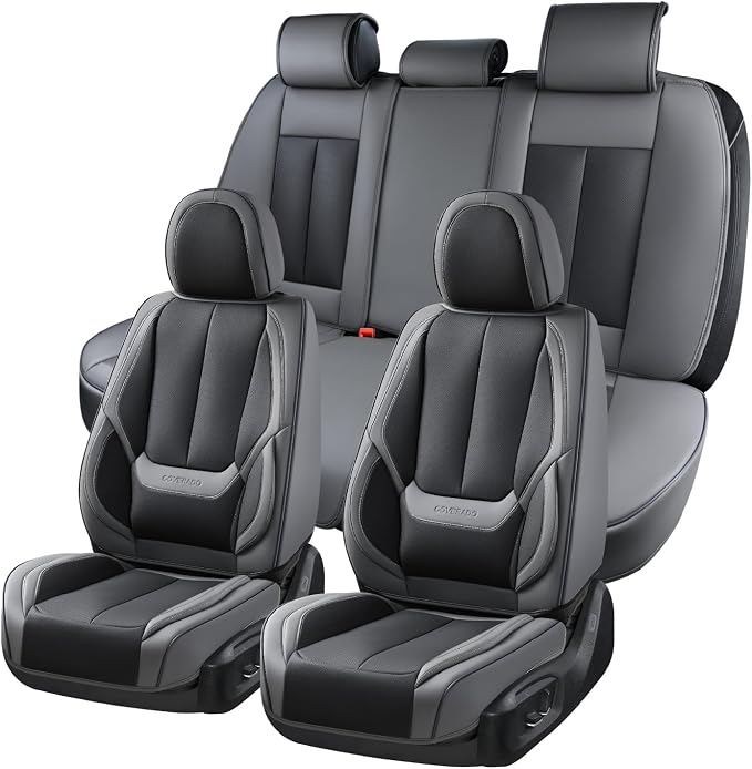 Coverado Car Seat Covers Full Set, Car Seat Protector Waterproof, Nappa Leather by COVERADOAUTO