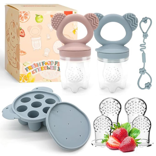 2 Pack Silicone Baby Food Feeders + Mini Freezer Tray by HomeTTER