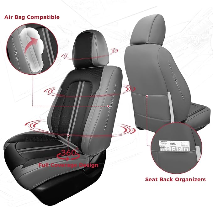 FREESOO Car Seat Covers Full Set, Leather Seat Covers - Image 2