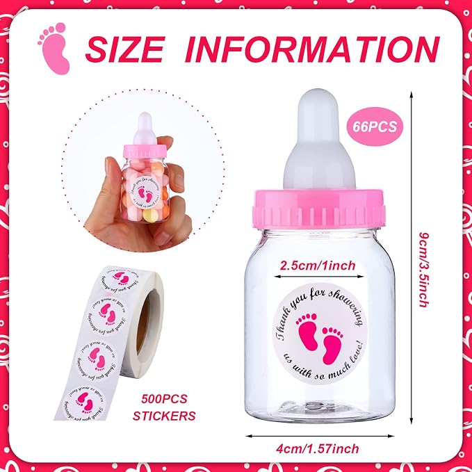 62 Pcs 3.5 Inch Baby Mini Milk Bottle Baby Shower Favor - Image 2