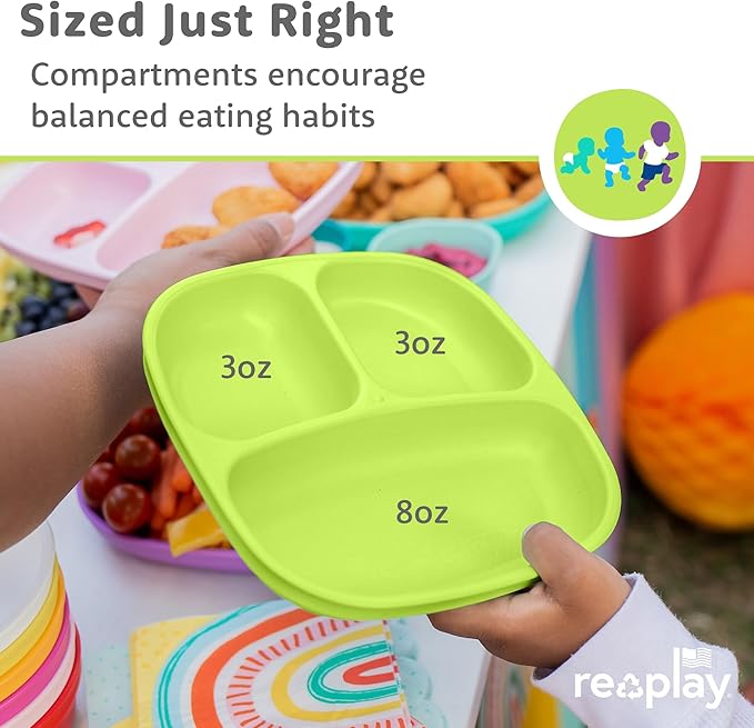 Re-Play Toddler Plates with Dividers & Silicone Lid - Image 8