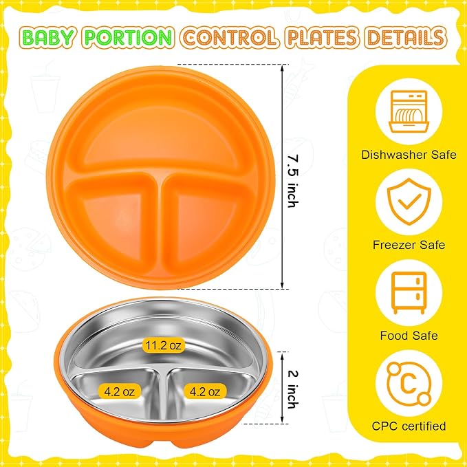 Nuogo 2 Pcs Stainless Steel Baby Suction Plates - Image 3