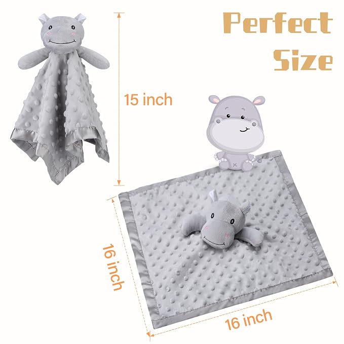 Pro Goleem Hippo Loveys for Babies, Soft Security Blanket Baby Snuggle Toy - Image 6