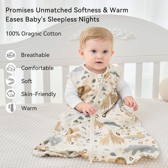 Baby Sleep Sack 12-18 Months 1.0 Tog Baby Wearable Blanket 100% Cotton Sleeping - Image 2
