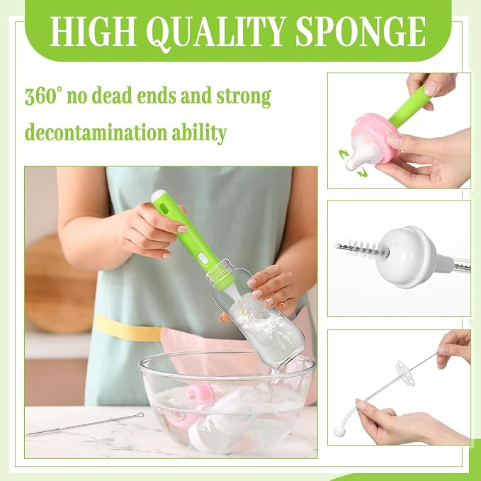 22 Pcs Sponge Bottle Nipple Brushes Set Including 12 Pcs Bottle Sponge Brush - Image 3