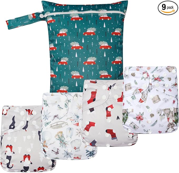 HappyFlute 9 Sets Newborn Baby Cloth Pocket Diapers Adjustable Reusable by Unknown