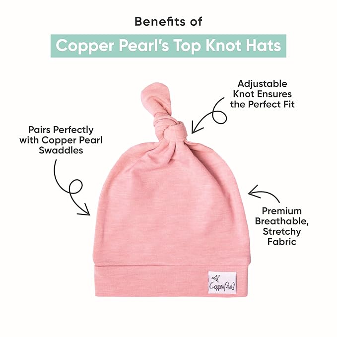 Copper Pearl Baby Beanie Hat Top Knot Stretchy Soft Lily - Image 2