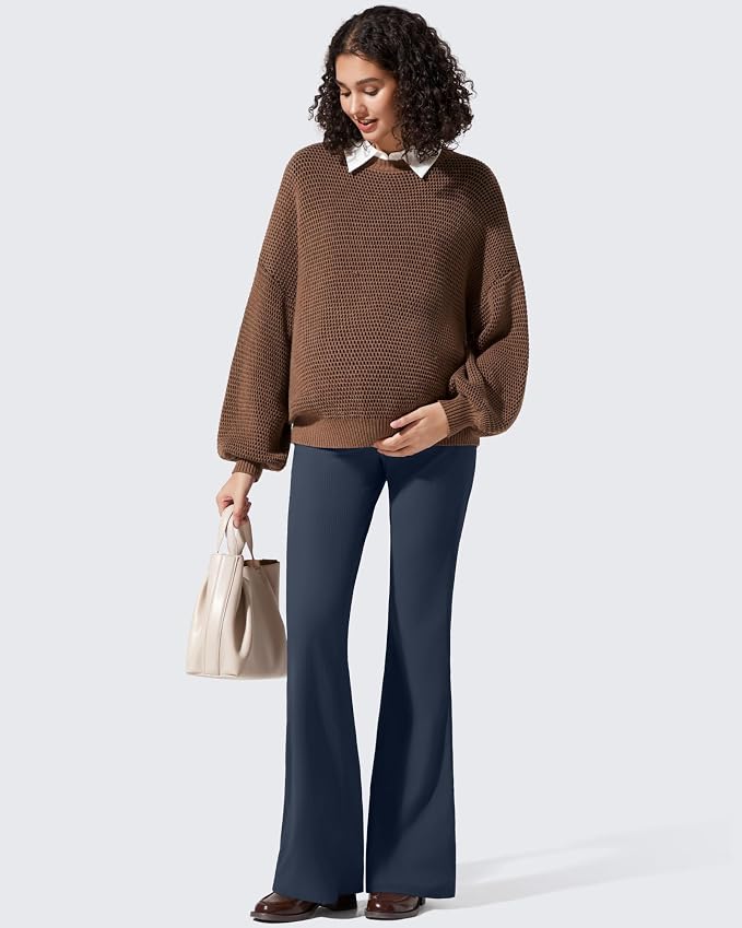 G4Free Ribbed Maternity Flare Yoga Pants - Image 7