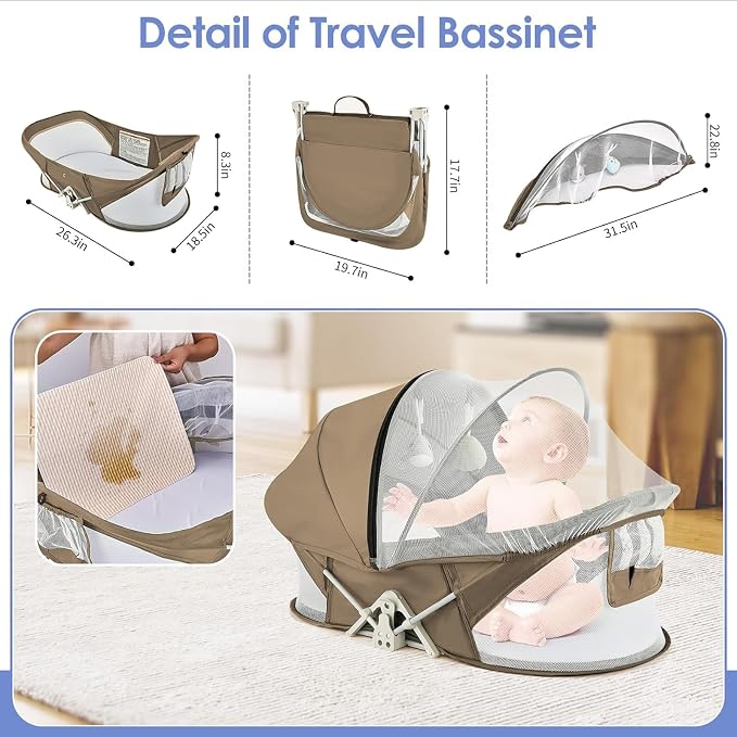 Portable Baby Bassinet Travel Baby Bed, Baby Cribs Travel Pod - Image 2