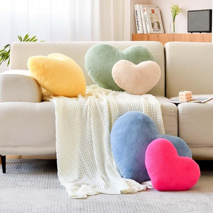 Dusty Blue Heart Pillows, Cute Heart Decorative Pillow, Heart Shaped Throw - Image 4
