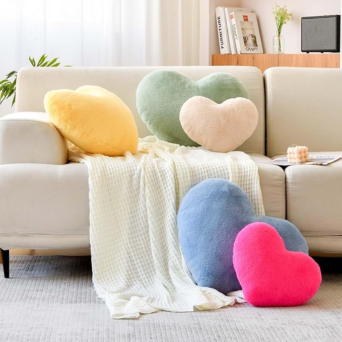 Sage Green Heart Pillows, Cute Heart Decorative Pillow, Heart Shaped Throw - Image 4