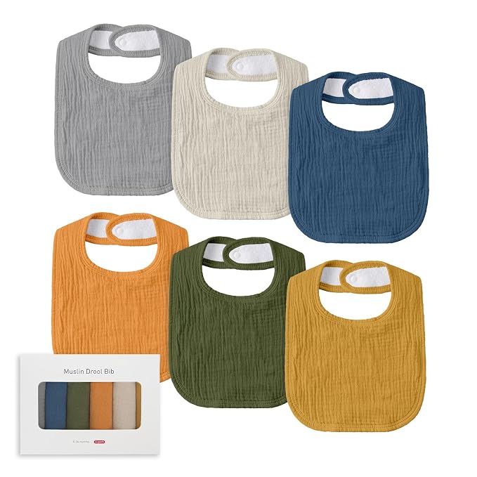 Muslin Baby Drool Bibs for Unisex Boys Girls, 6 Pack Soft Cotton Baby Bib for by LYRICHOMBABY