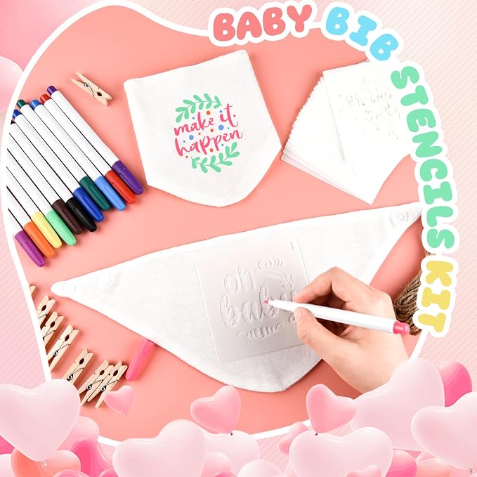NACHLYNN 110 Pcs White Baby Bibs Baby Shower Games Set Including 24 Blank Baby - Image 5