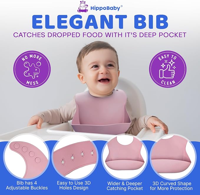 Baby Led Weaning Supplies |10 Piece Silicone Baby Feeding Set, Baby Toddler Bib - Image 6