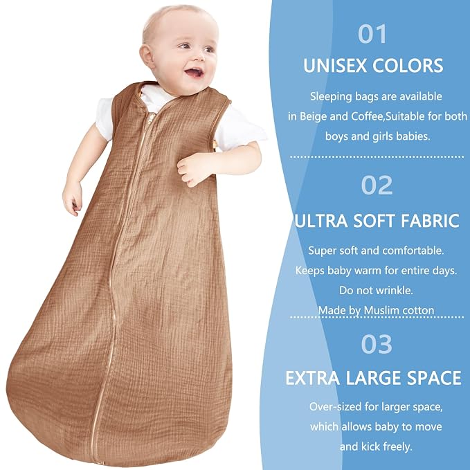 2 Pack Baby Sleep Sack 0-24 Months Baby Sleeping Bag 2-Way Zipper Toddler - Image 6